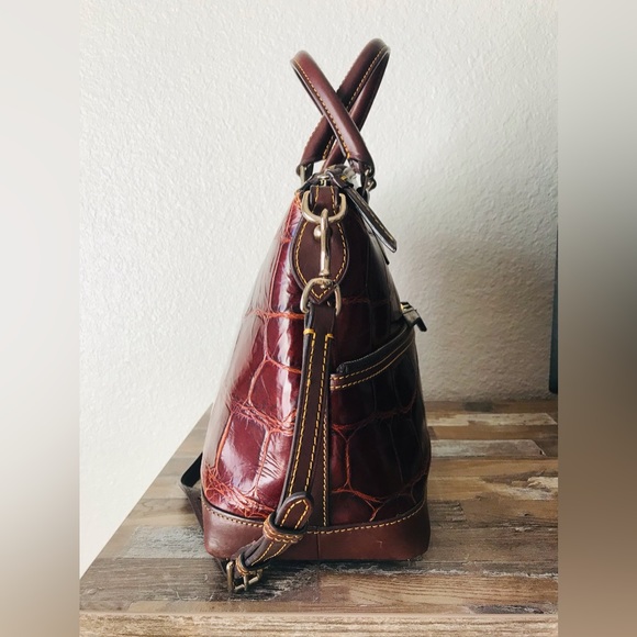 Dooney & Bourke Croc Embossed Double Pocket Satchel - Picture 3 of 12